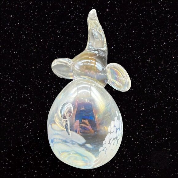 Art Glass Elephant Paperweight Figure Iridescent White Spotted 3.5”T 2.5”W - Picture 5 of 9